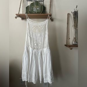 White open back lace dress